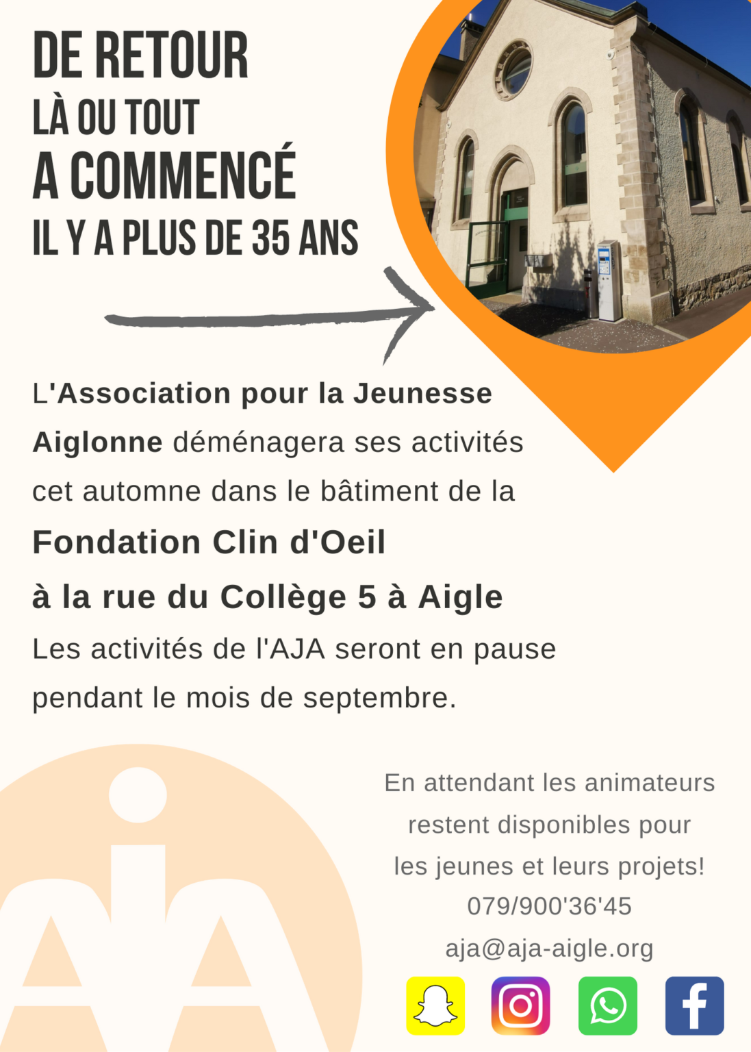 Là où tout a commencé Association Jeunesse Aiglonne AJA Là où tout a commencé Association Jeunesse Aiglonne AJA